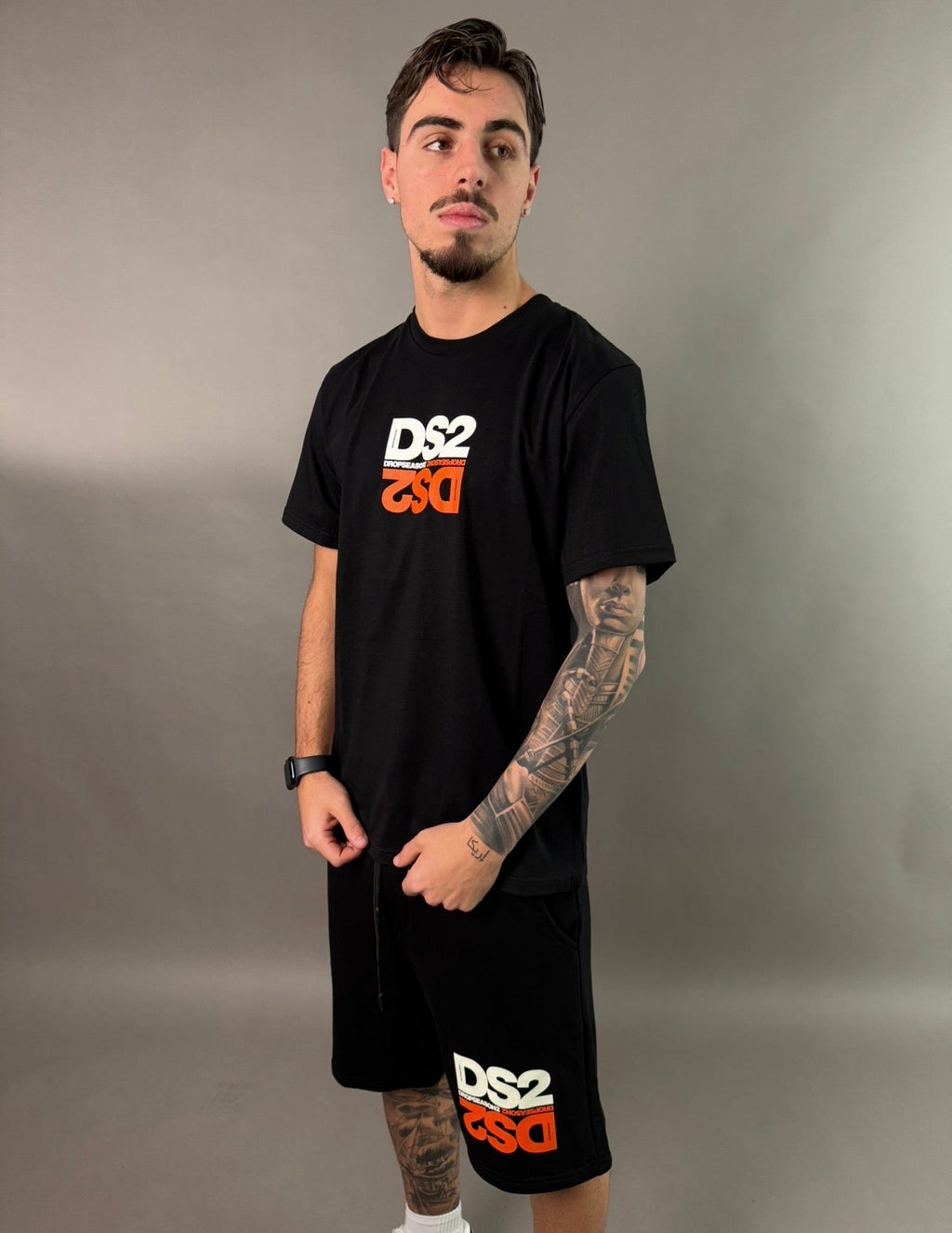DS2 t-shirt doppio logo arancio