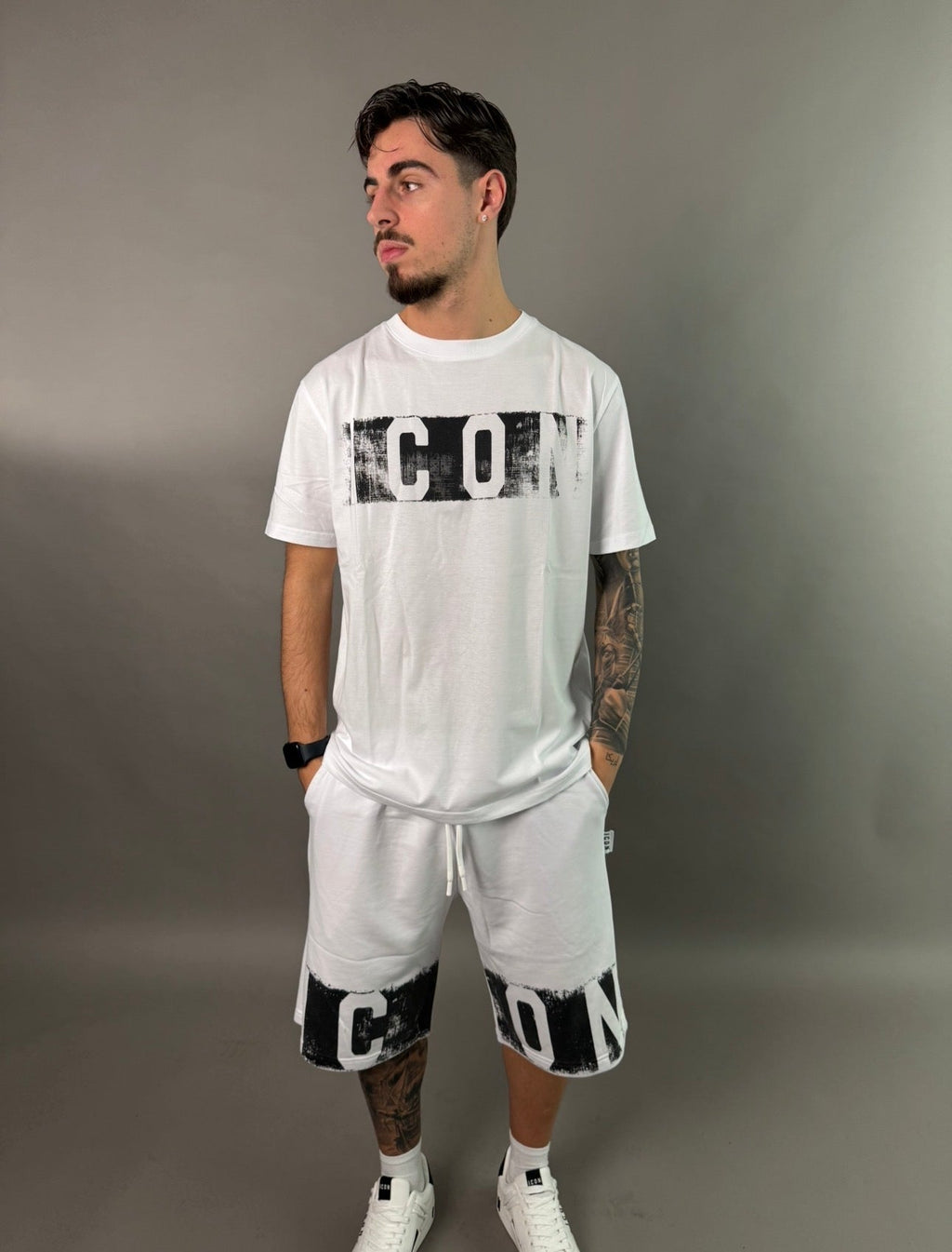 icon t-shirt uomo logo effetto pittura