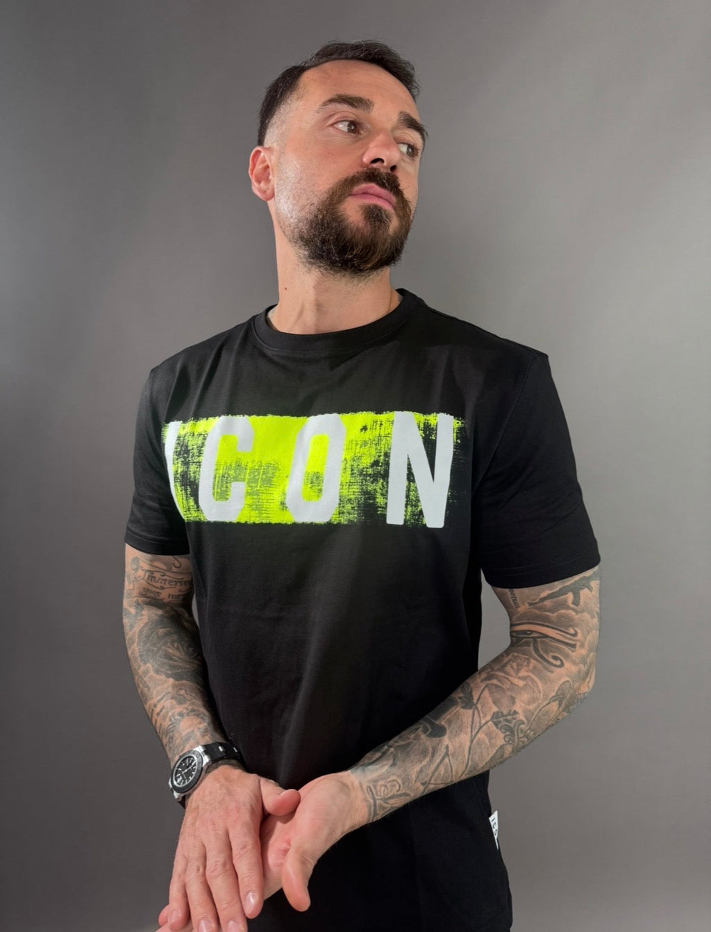 icon t-shirt uomo logo effetto pittura