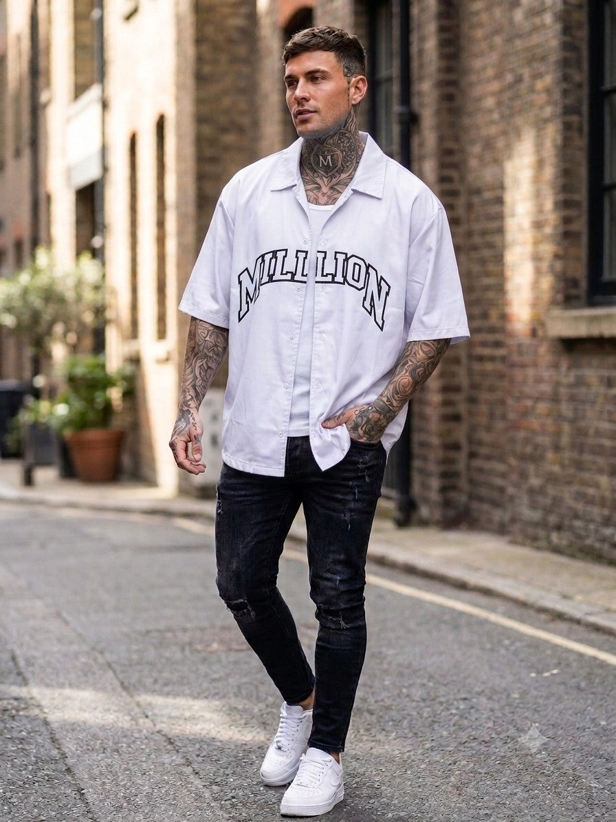 Million Camicia mezza manica scritta gra