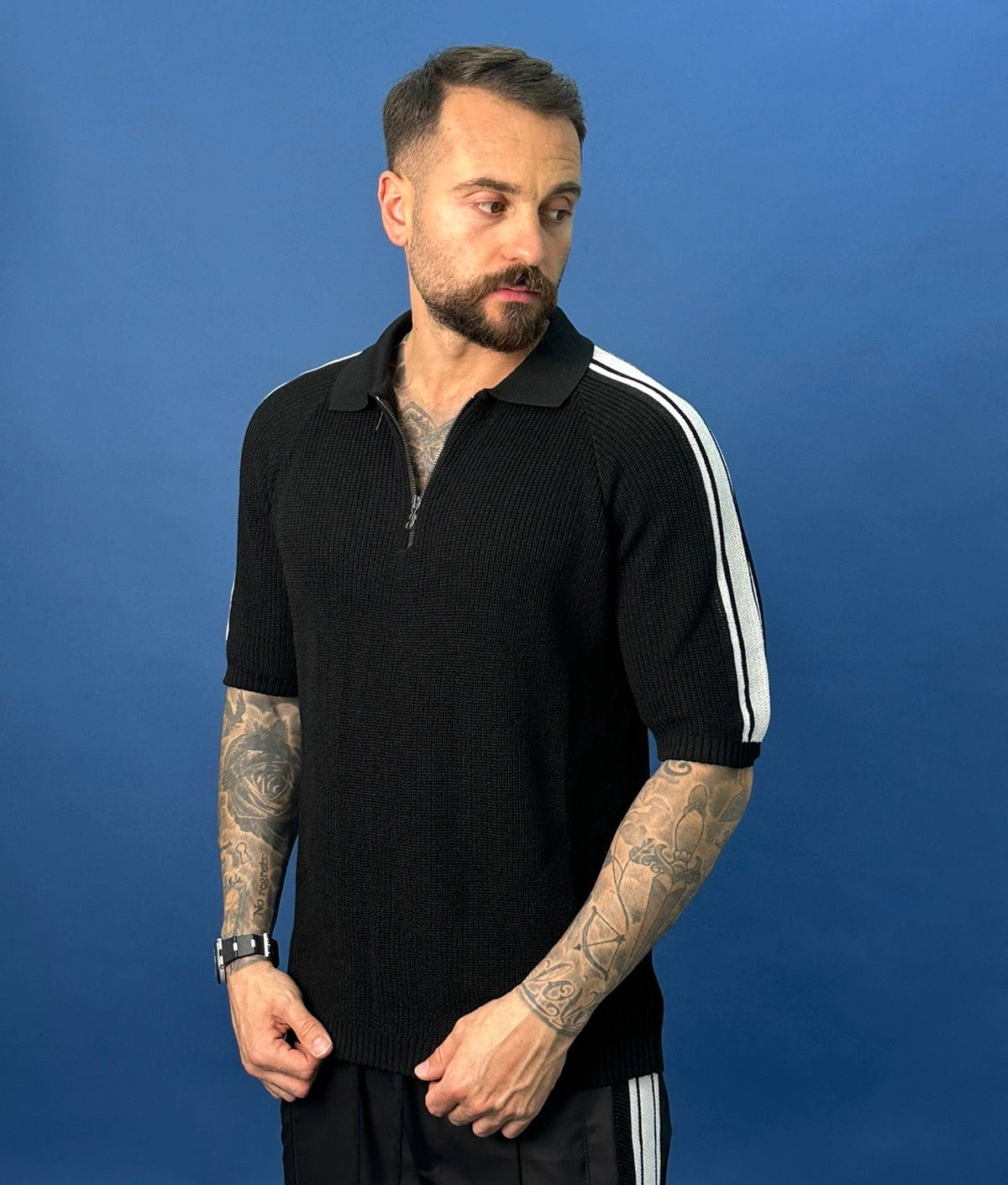 forward POLO MEZZA ZIP BANDE SMACCHINATE