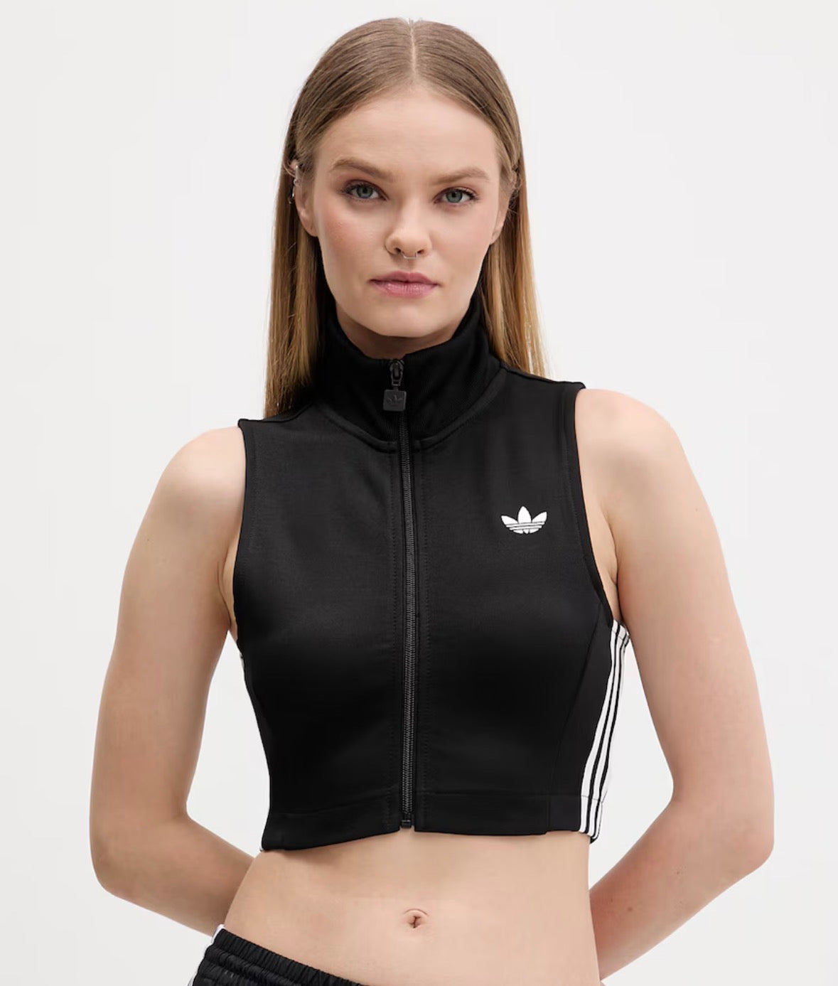 Adidas top smanicato con zip donna