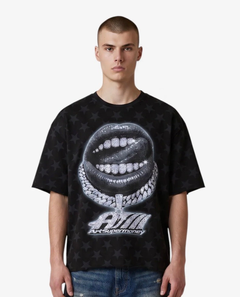 artsupermoney black lips t-shirt