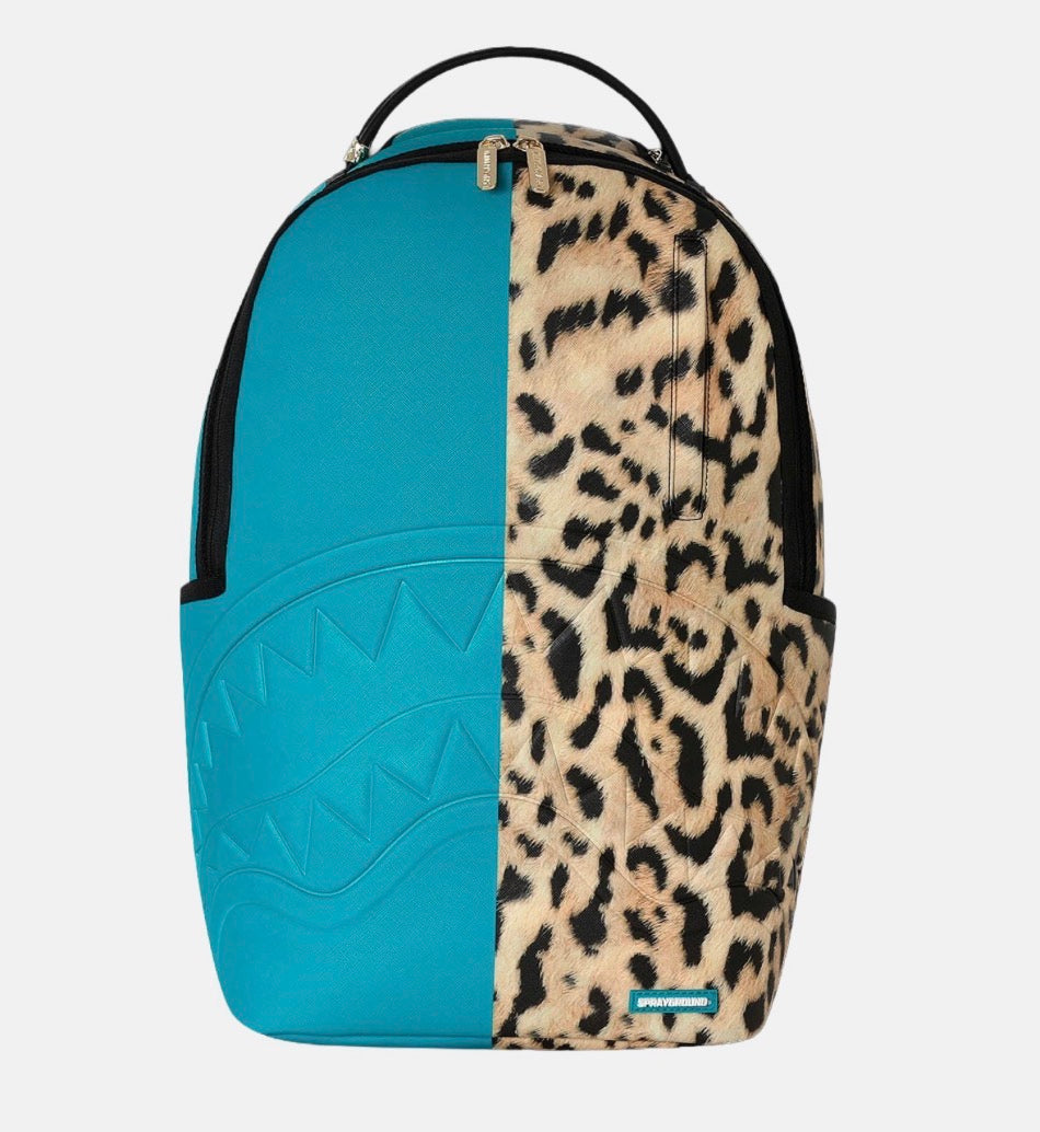 Sprayground zaino leopardato azzurro bic
